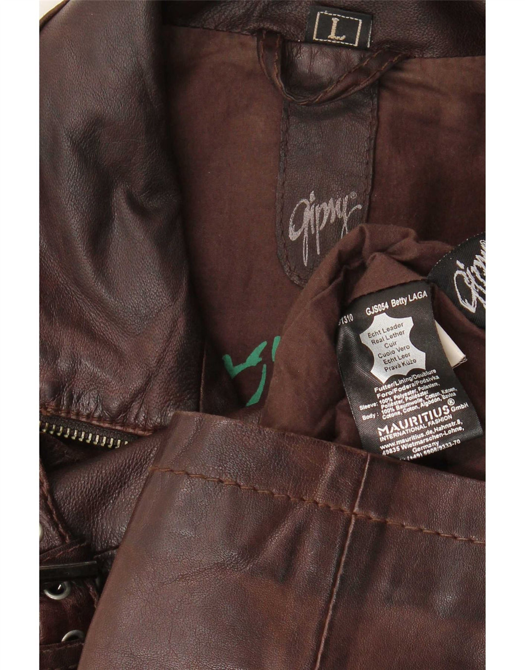 Gipsy Womens Leather Jacket UK 14 Large Brown