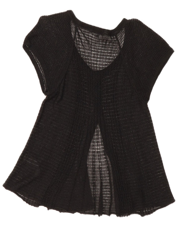 Marks & Spencer Womens Short Sleeve Cardigan Top UK 14 Medium Black Linen
