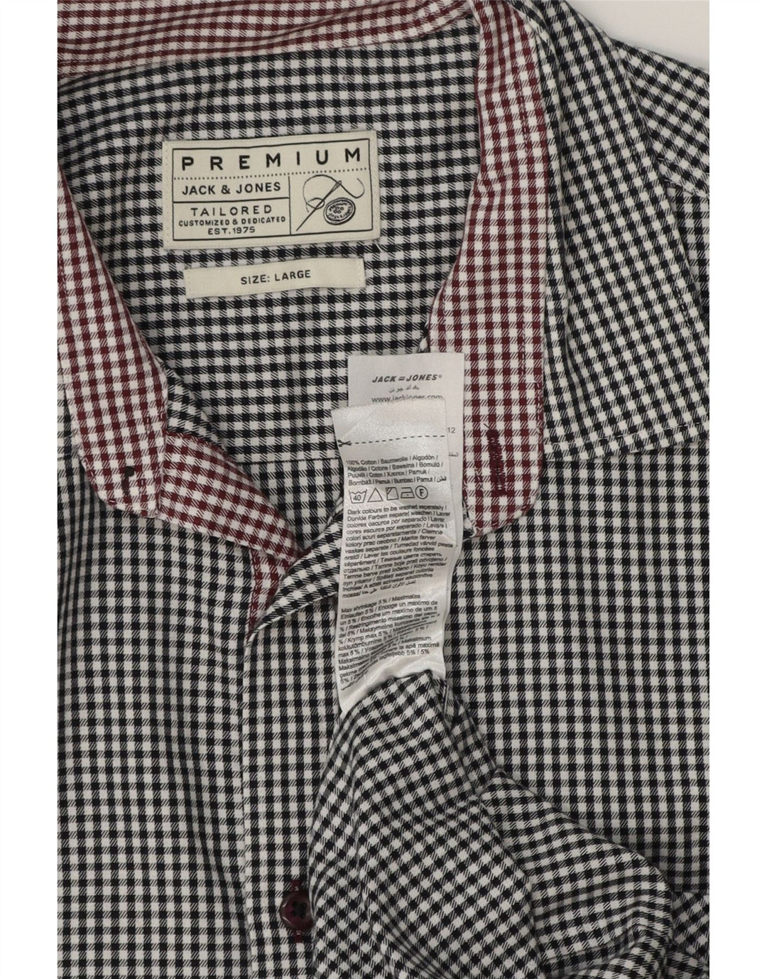Jack & Jones Ανδρικό πουκάμισο μεγάλο λευκό βαμβακερό Gingham