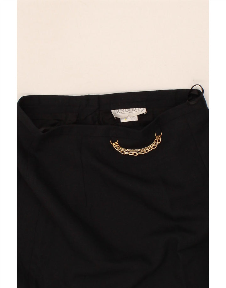 ENDORA Womens Pencil Skirt UK 14 Medium W30  Black Viscose Vintage Endora and Second-Hand Endora from Messina Hembry 