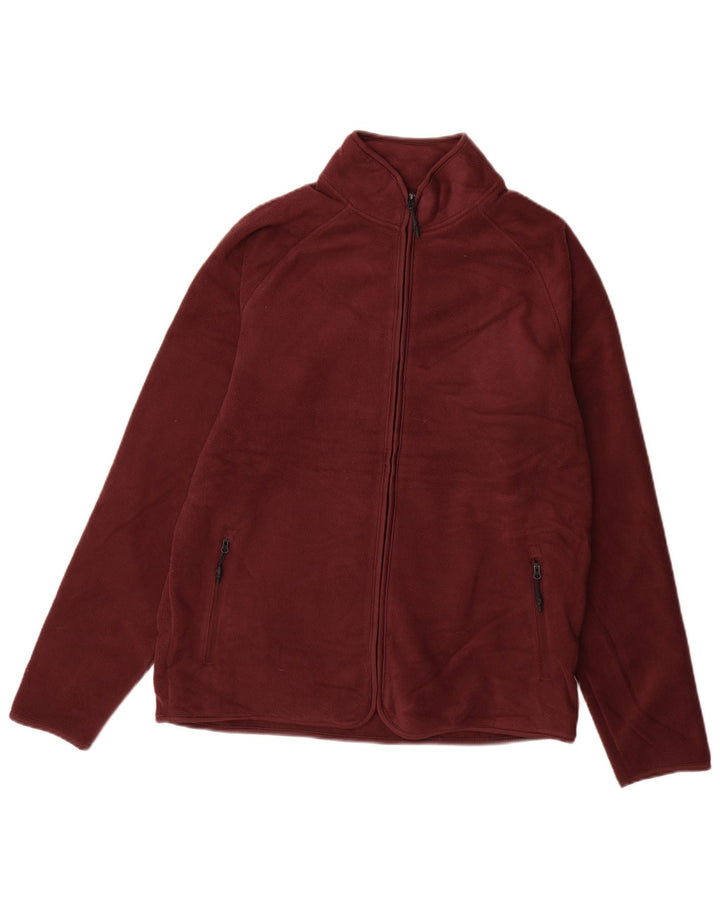 MARKS & SPENCER Mens Fleece Jacket UK 38 Medium Burgundy Polyester