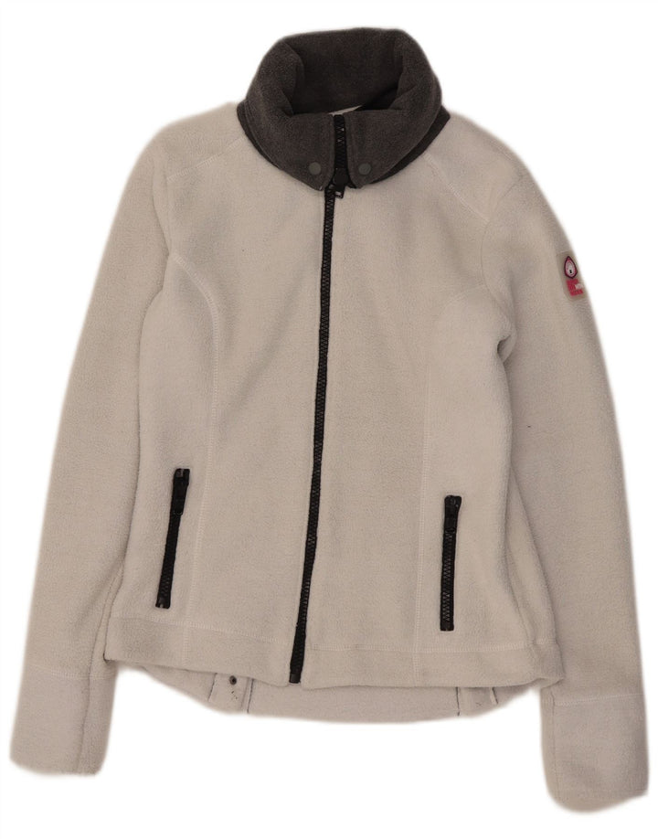Superdry Womens Fleece Jacket UK 14 Large White Polyester
