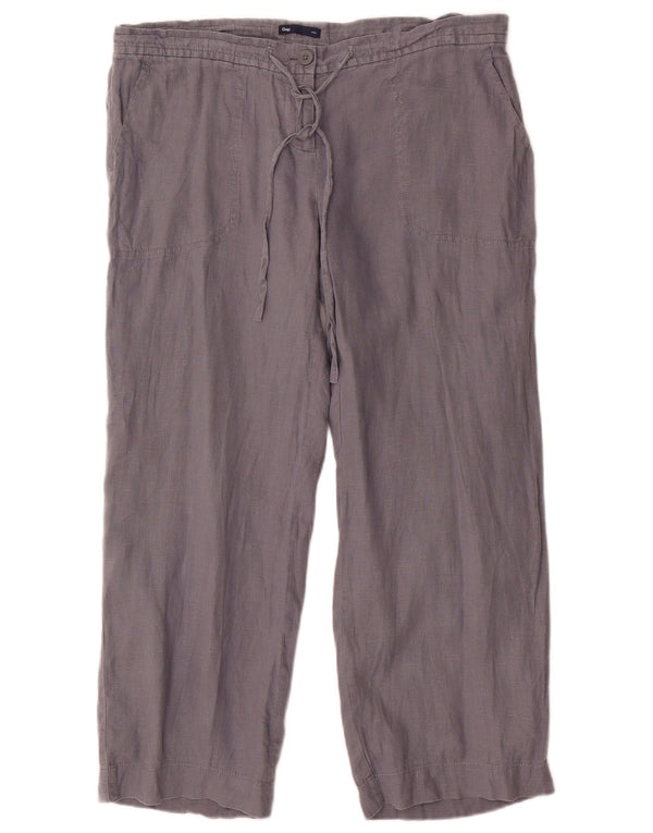 Proste spodnie damskie Gap UK 12 Medium W34 L26 Szare lniane