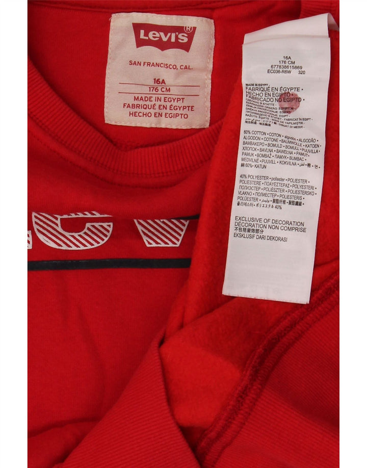 Levi's Boys Graphic Sweatshirt Jumper 15-16 Years Red Cotton