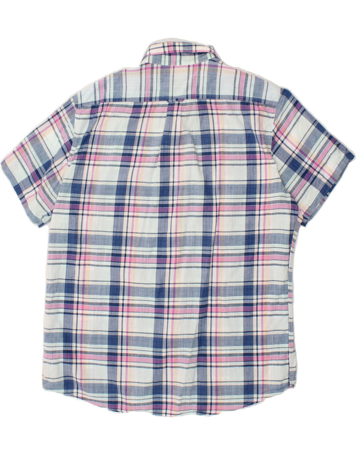 IZOD Mens Short Sleeve Shirt XL Blue Check Cotton Vintage Izod and Second-Hand Izod from Messina Hembry 