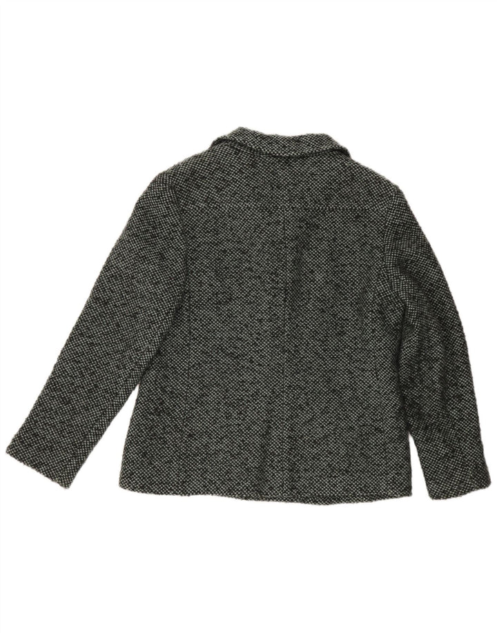VINTAGE Womens 6 Button Blazer Jacket UK 16 Large Grey Flecked Wool