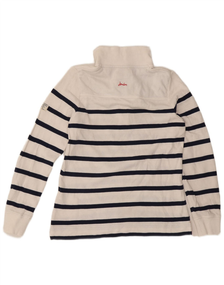 JOULES Womens Button Neck Sweatshirt Jumper UK 8 Small  White Striped