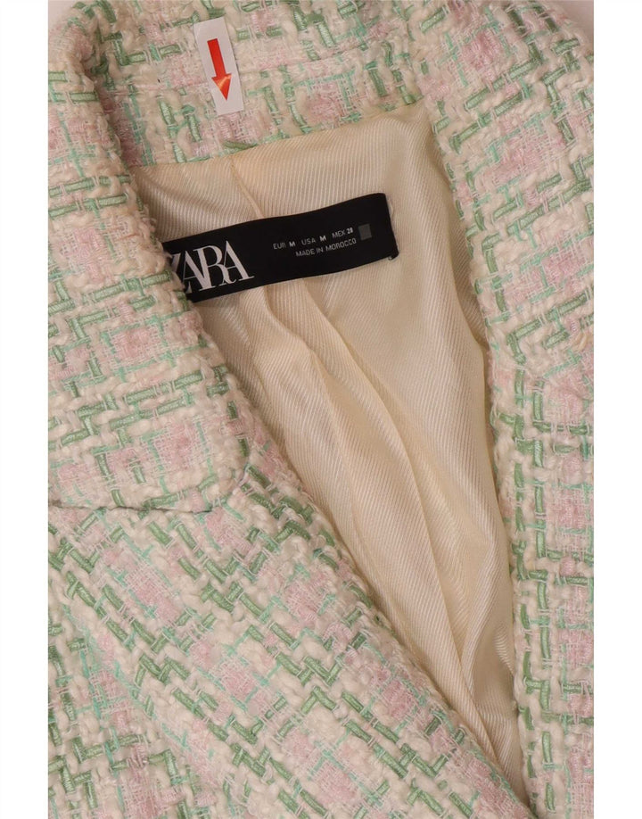 Zara Mujer Chaqueta Blazer De Doble Botonadura UK 40 Medium Green Check