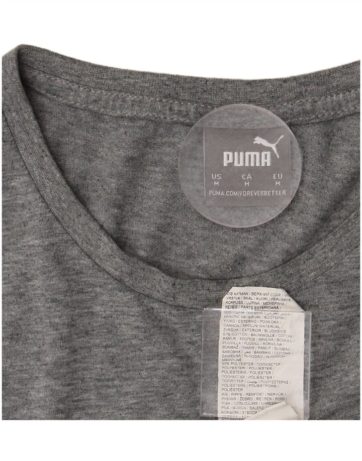 PUMA Mens Graphic T-Shirt Top Medium Grey Flecked Cotton