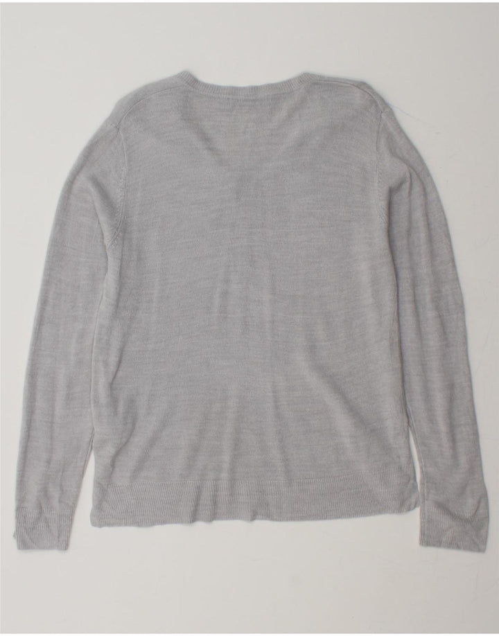 MARKS & SPENCER Mens V-Neck Jumper Sweater UK 14 Medium Grey Acrylic Vintage Marks & Spencer and Second-Hand Marks & Spencer from Messina Hembry 