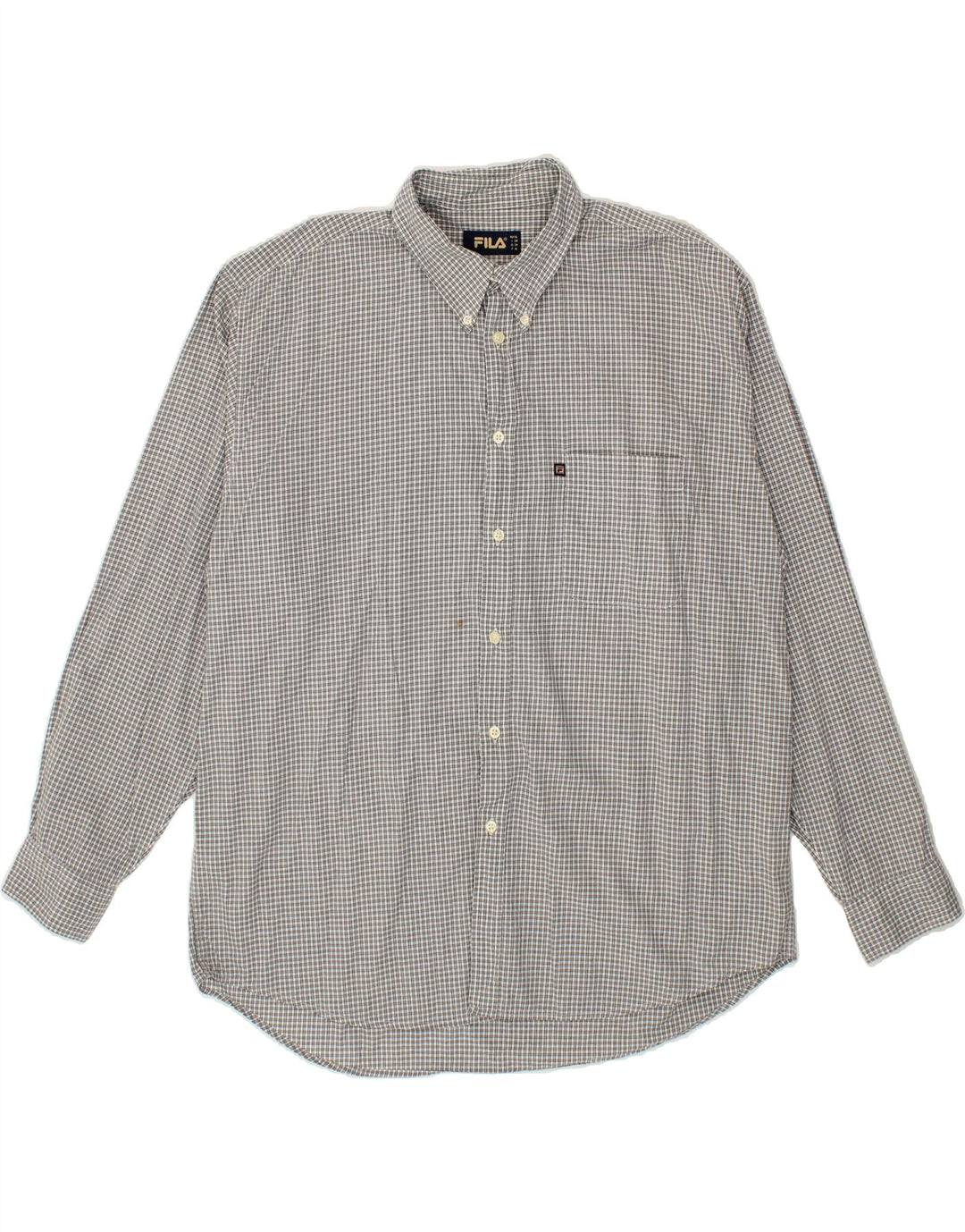 FILA Mens Shirt XL Grey Check Vintage Fila and Second-Hand Fila from Messina Hembry 