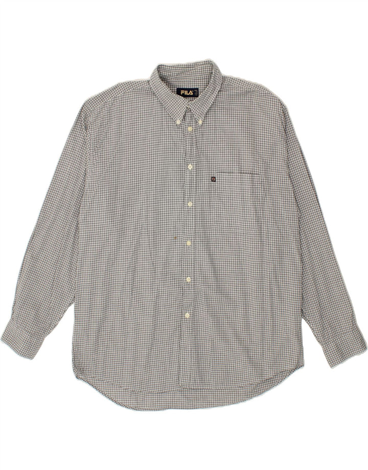 FILA Mens Shirt XL Grey Check Vintage Fila and Second-Hand Fila from Messina Hembry 