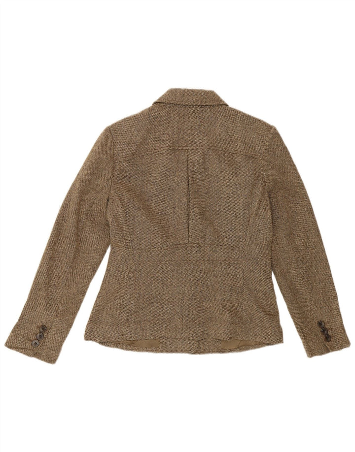 EDDIE BAUER Womens Petite 3 Button Blazer Jacket US 2 XS Beige Flecked