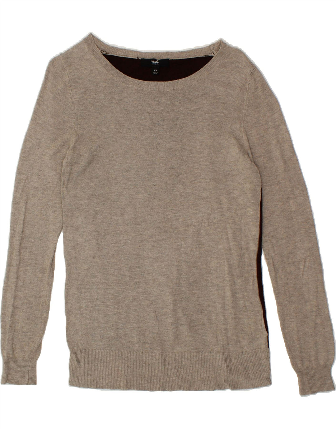 MOSSIMO Womens Boat Neck Jumper Sweater UK 12 Medium Brown Colourblock Vintage Mossimo and Second-Hand Mossimo from Messina Hembry 