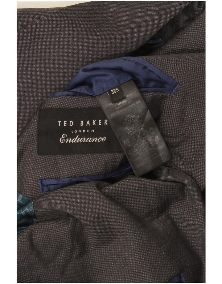 Jaqueta blazer masculina Ted Baker Slim Fit 2 botões Reino Unido 38 lã cinza médio