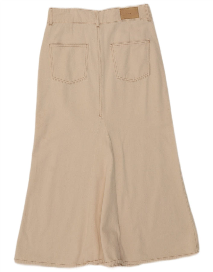 Zara Damen Midirock Medium W29 Beige Baumwolle