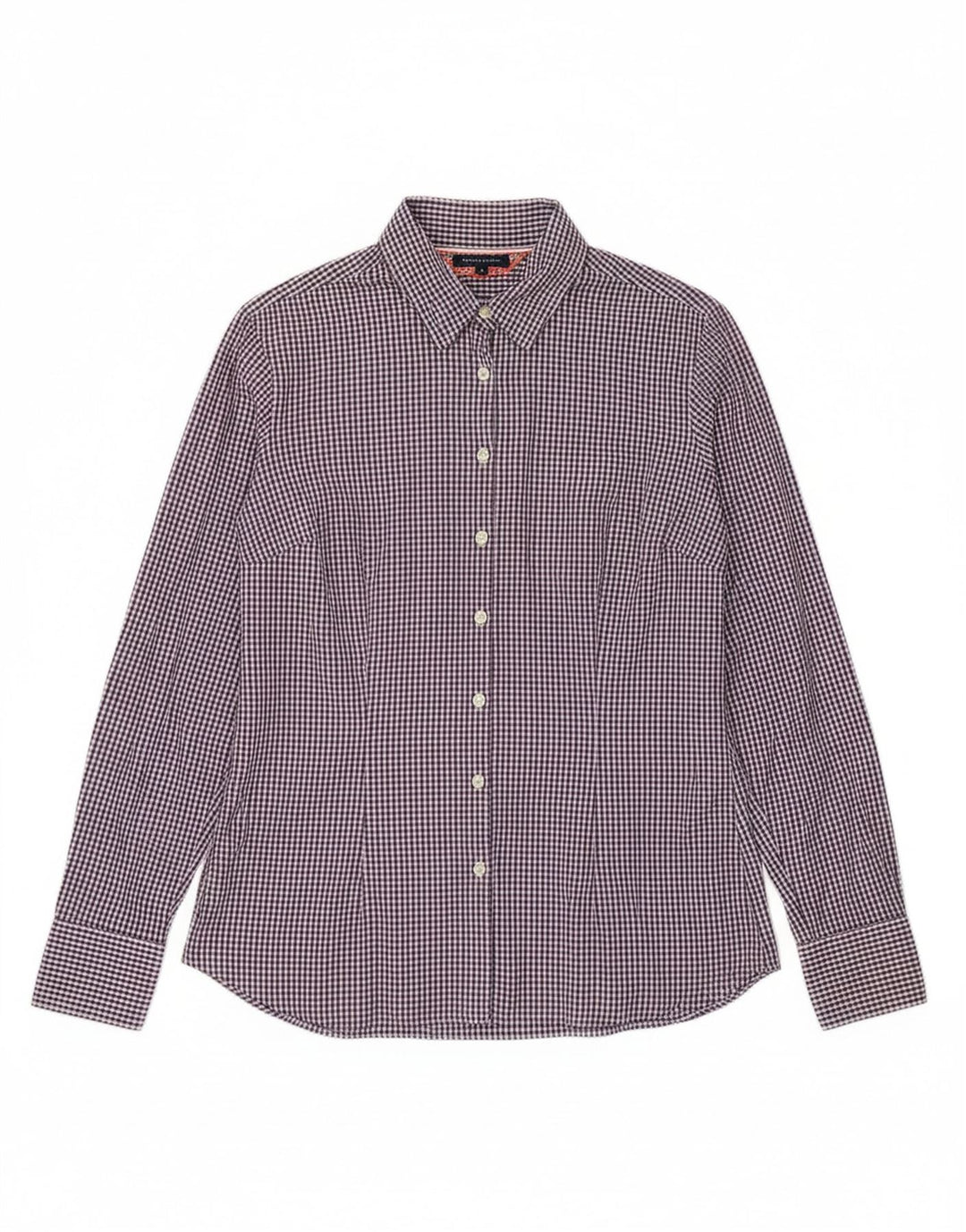 TOMMY HILFIGER Womens Shirt US 8 Medium Purple Gingham Cotton