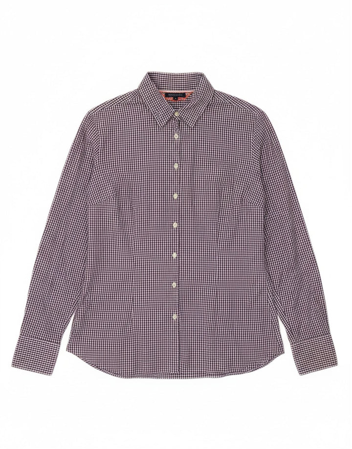TOMMY HILFIGER Womens Shirt US 8 Medium Purple Gingham Cotton