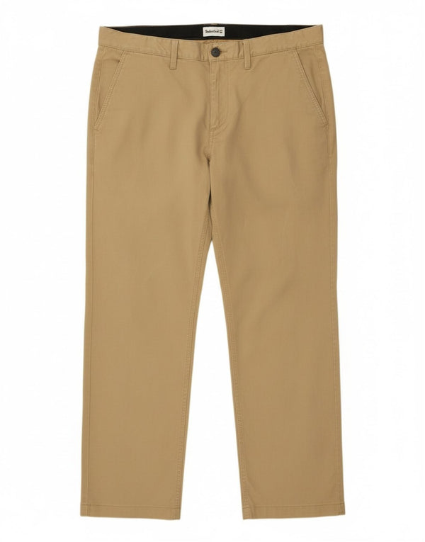 Timberland Mens Straight Chino Trousers W36 L32 Khaki