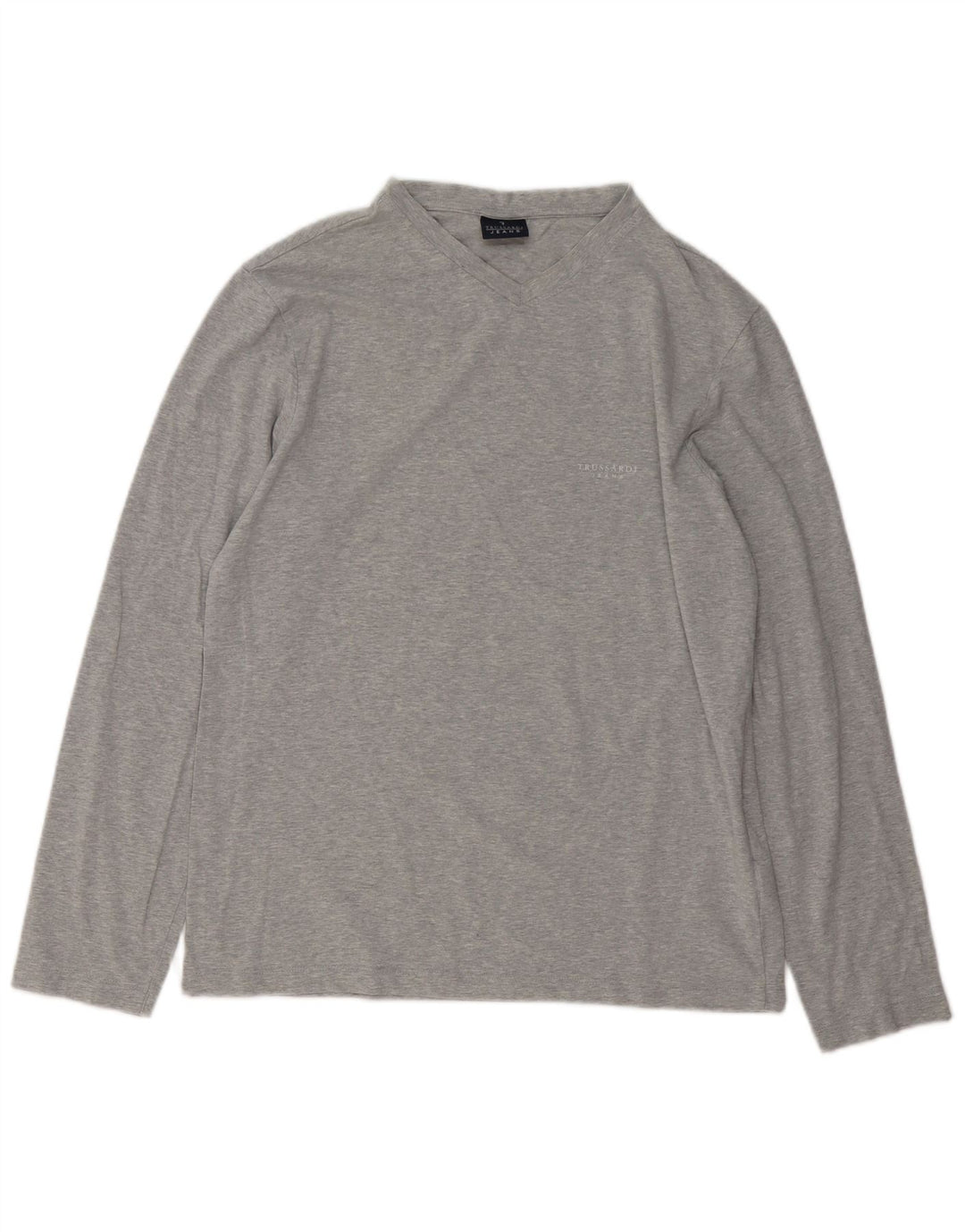 Trussardi Jeans Mens Top Long Sleeve Medium Grey Flecked Cotton