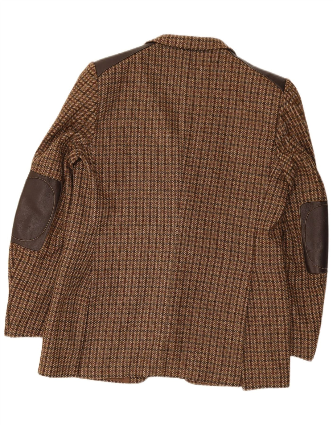 Jaqueta blazer masculina vintage com 2 botões IT 52 XL marrom houndstooth lã