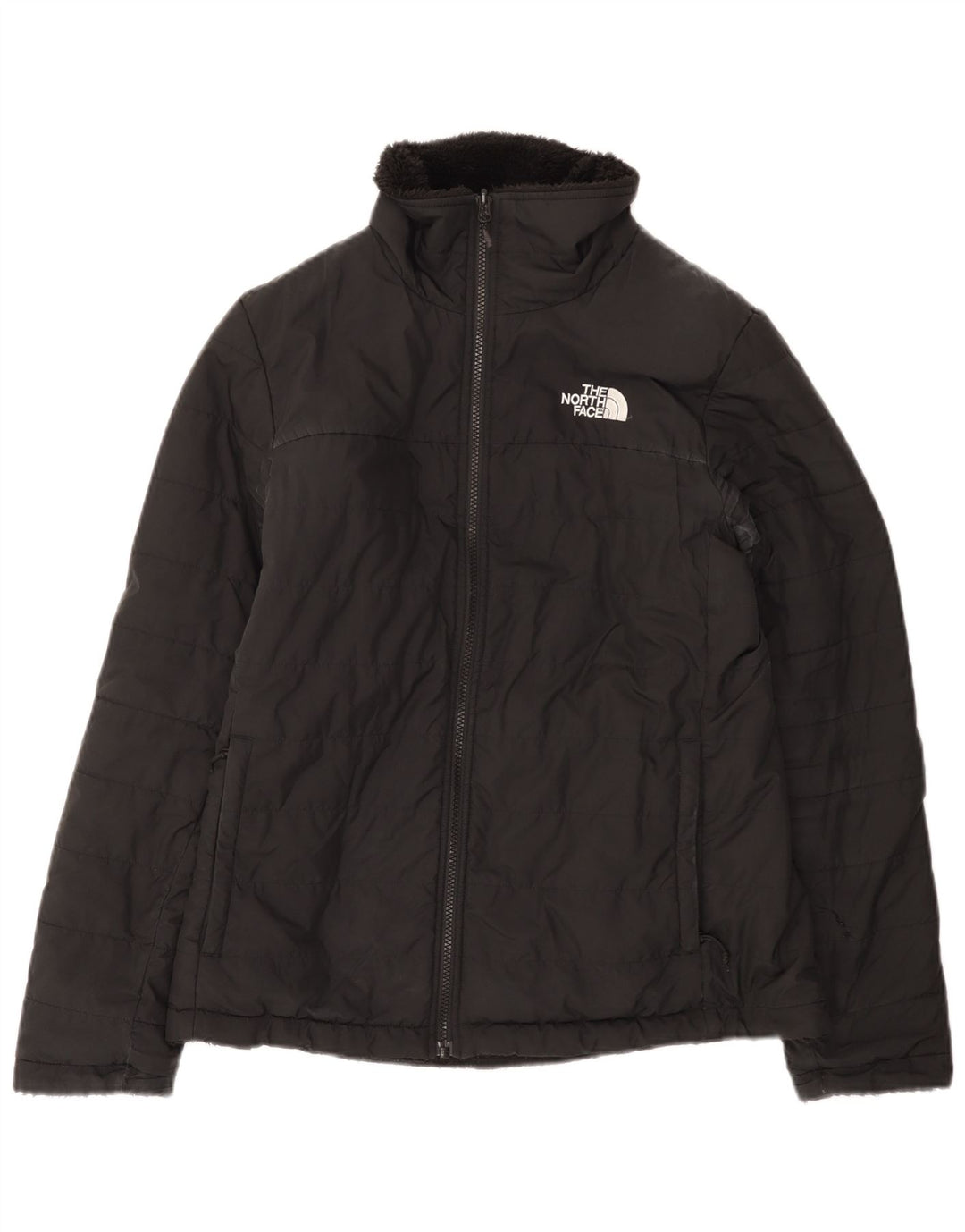 The North Face Damen Reversible Wattierte Jacke UK 14 Medium Schwarz Polyester