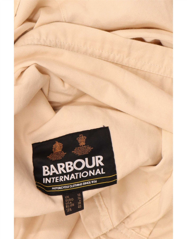 Barbour Womens Oversized Bomber Jacket UK 10 Small Beige Cotton