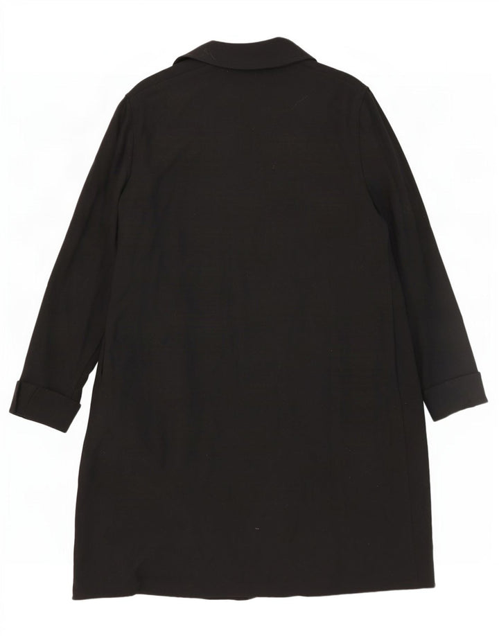 Jaeger Γυναικείο Ανοιχτό Παλτό UK 16 Large Black Wool