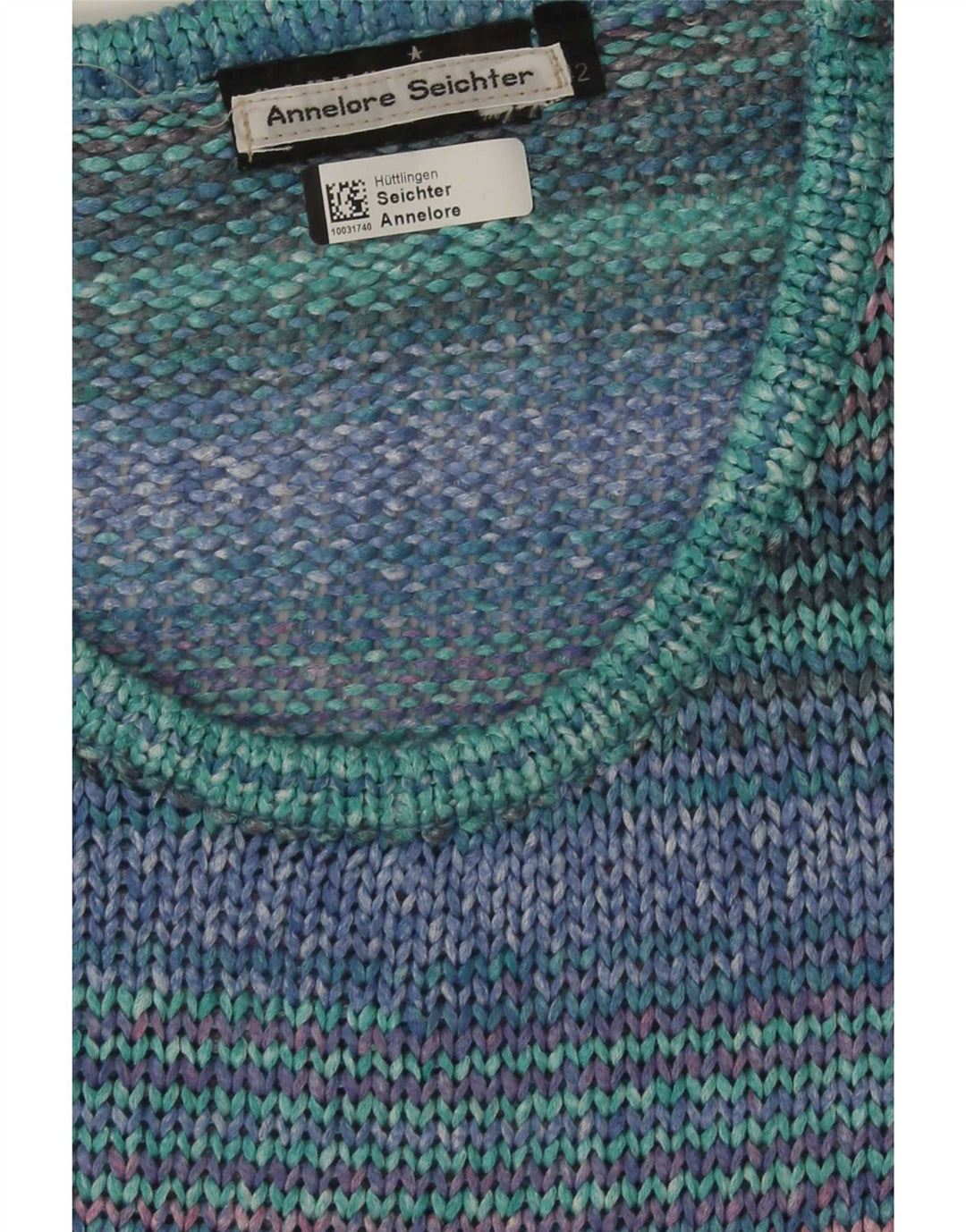 Vintage dame sweater med rund hals IT 42 Medium flerfarvet stribet