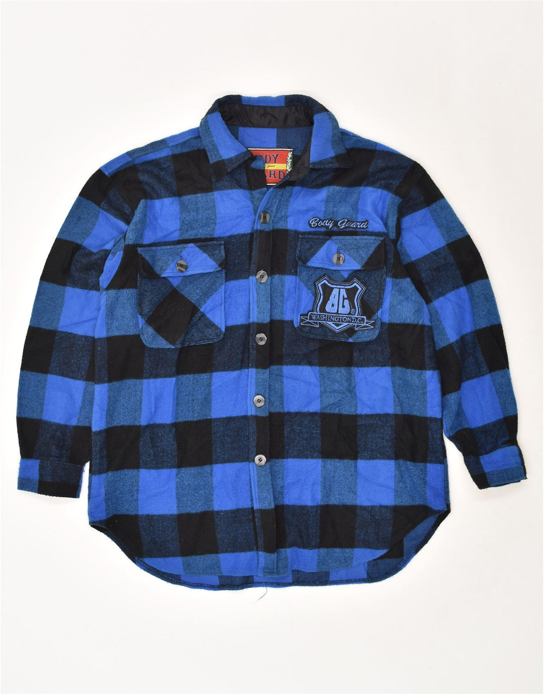 VINTAGE Mens Flannel Shirt Medium Blue Check Acrylic Vintage Vintage and Second-Hand Vintage from Messina Hembry 