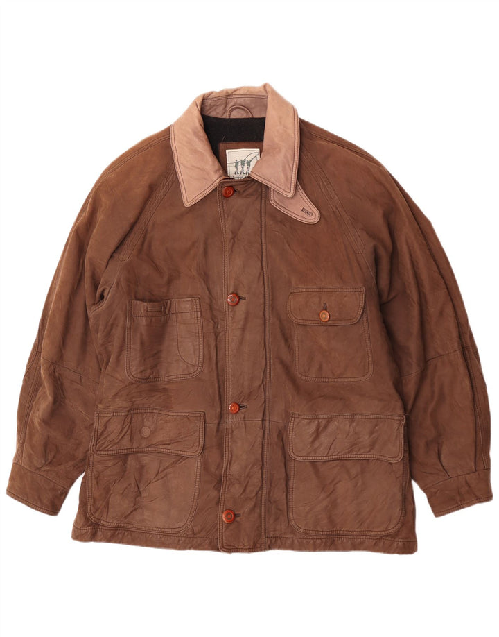 Robuste Herren-Lederjacke von Henry Cottons, IT 50, großes braunes Leder
