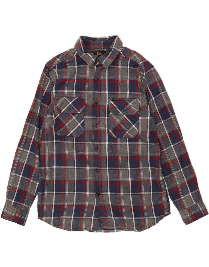 LEE Mens Regular Fit Flannel Shirt Large Grey Check Cotton Vintage Lee and Second-Hand Lee from Messina Hembry 