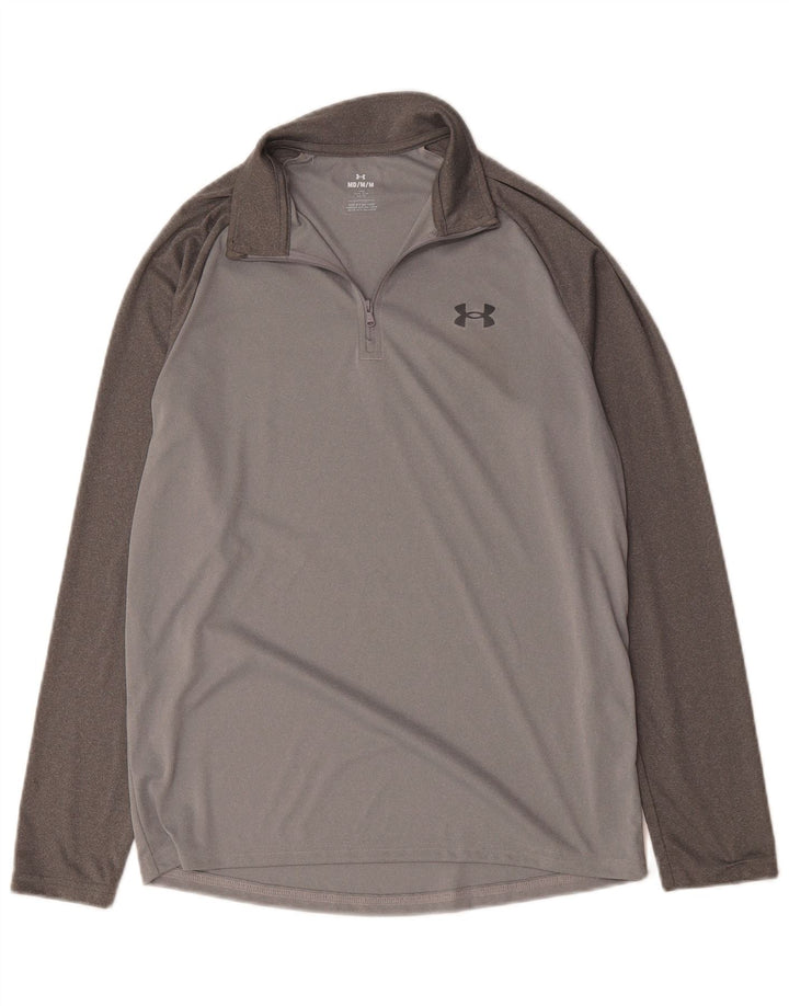 Under Armour Haut Zip Neck Manches Longues Homme Gris Moyen Colourblock