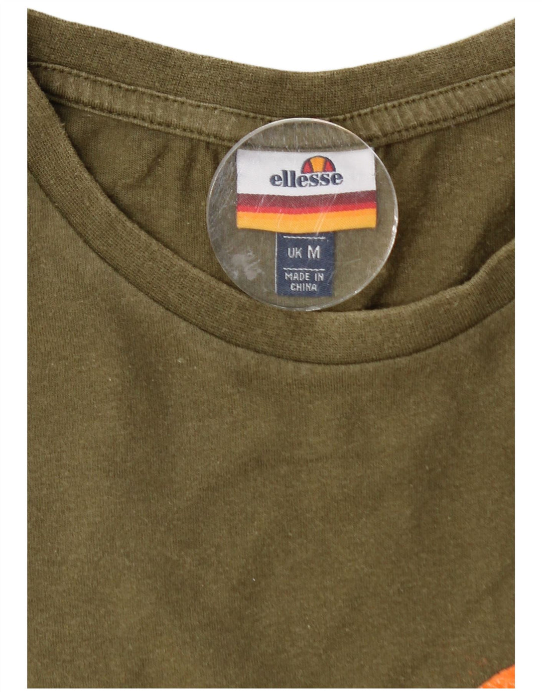 ELLESSE Mens Graphic T-Shirt Top Medium Khaki Cotton
