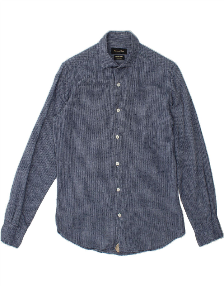 MASSIMO DUTTI Mens Shirt Small Navy Blue Chevron Cotton Vintage Massimo Dutti and Second-Hand Massimo Dutti from Messina Hembry 