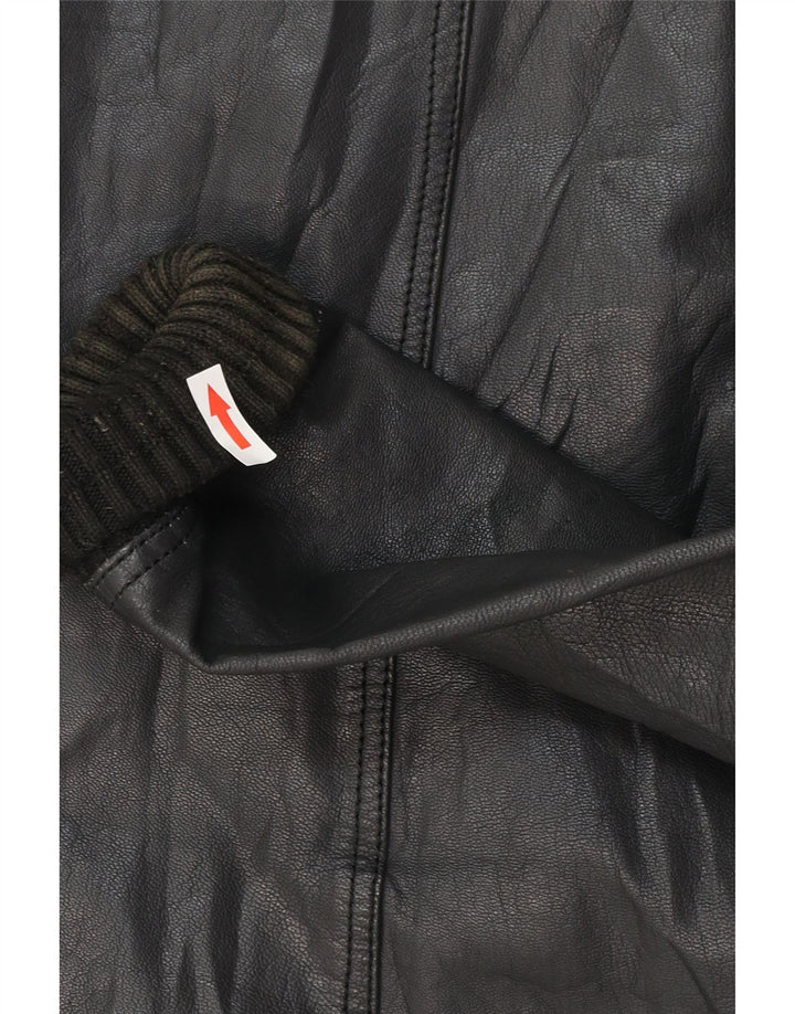 XDYE Mens Bomber Leather Jacket UK 42 XL Black Leather