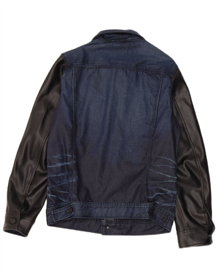 G-Star Womens Denim Jacket UK 12 Medium Navy Blue Colourblock Cotton