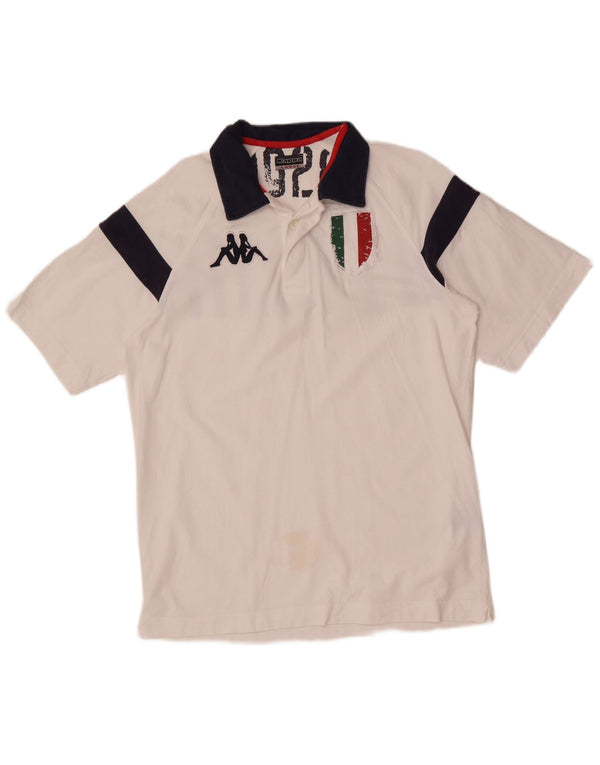 Polo grafica da uomo Kappa Large in cotone color block bianco