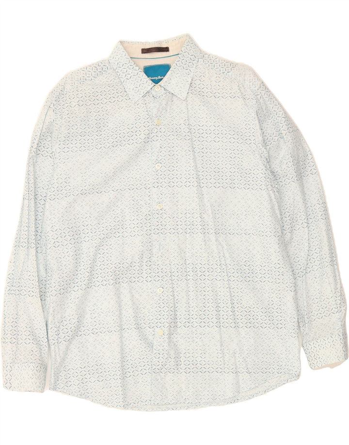 TOMMY BAHAMA Mens Shirt Medium White Argyle/Diamond Cotton Vintage Tommy Bahama and Second-Hand Tommy Bahama from Messina Hembry 
