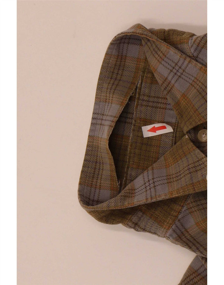 Camicia di flanella da uomo Barbour, cotone a quadri kaki di grandi dimensioni