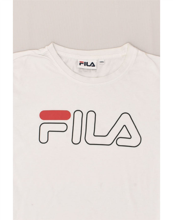 FILA Boys Graphic T-Shirt Top 13-14 Years White Cotton | Vintage Fila | Thrift | Second-Hand Fila | Used Clothing | Messina Hembry 