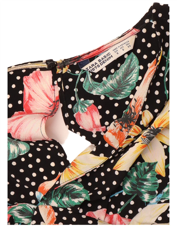 ZARA Womens Playsuit UK 10 Small Black Floral