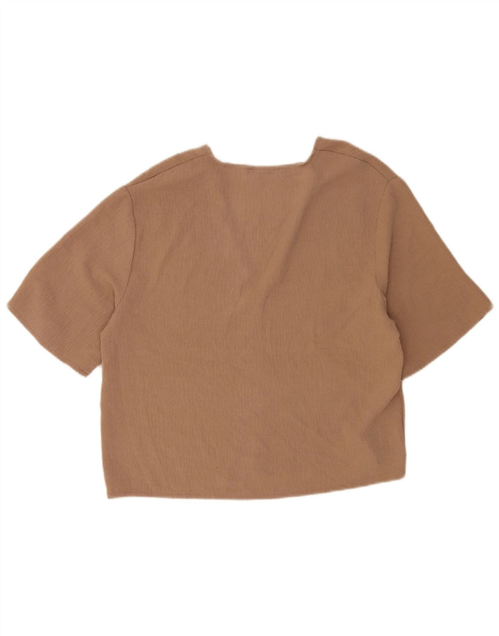 Zara Womens 1/2 Sleeve Blouse Top UK 10 Small Brown