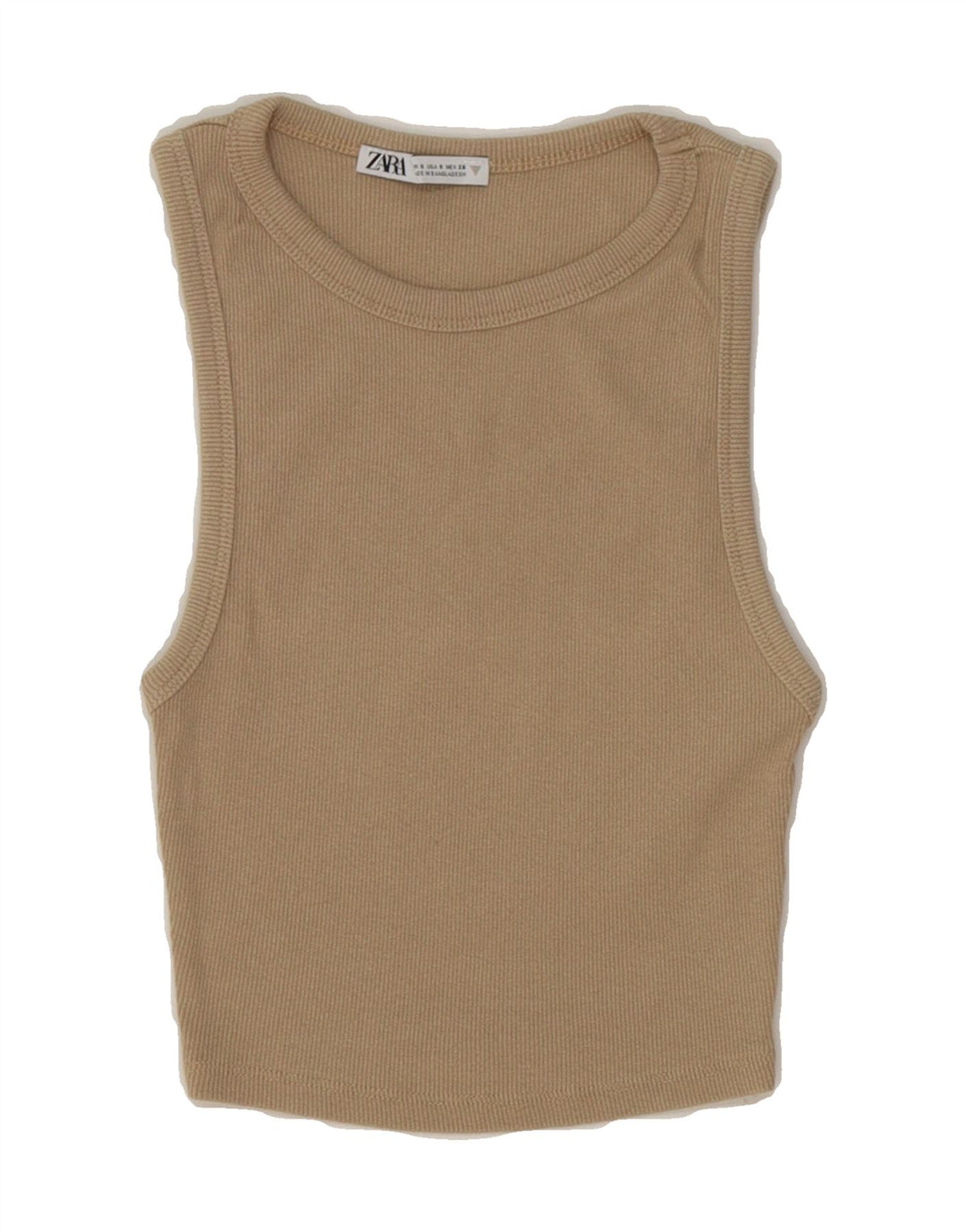 ZARA Womens Crop Vest Top UK 8 Small Beige Vintage Zara and Second-Hand Zara from Messina Hembry 