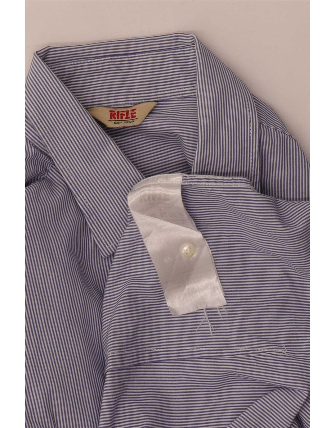 Camicia Uomo Rifle In Cotone Gessato Blu Medio