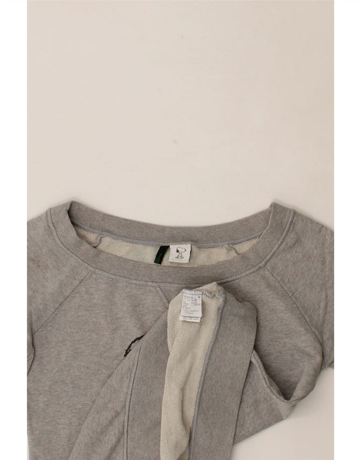 BENETTON Womens Graphic Sweatshirt Jumper UK 12 Medium Grey Cotton Vintage Benetton and Second-Hand Benetton from Messina Hembry 