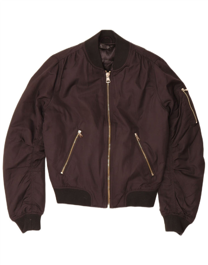Topshop Womens Oversized Bomber Jacket UK 10 Small Black Polyester