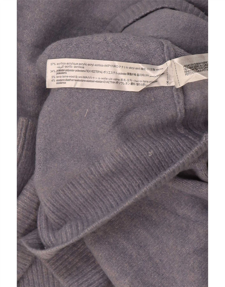 Maglione corto oversize a collo alto corto da donna Zara UK 14 Blu medio