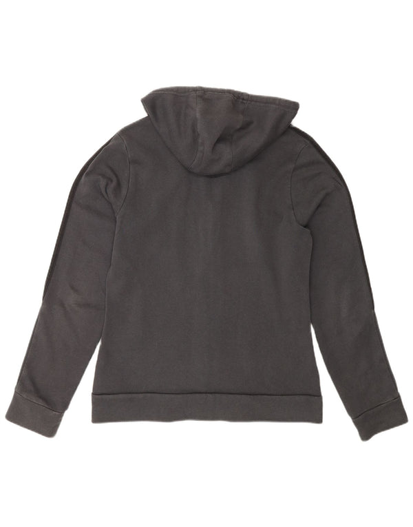 Adidas Damen Zip Hoodie Pullover UK 14 Mittelgraue Baumwolle