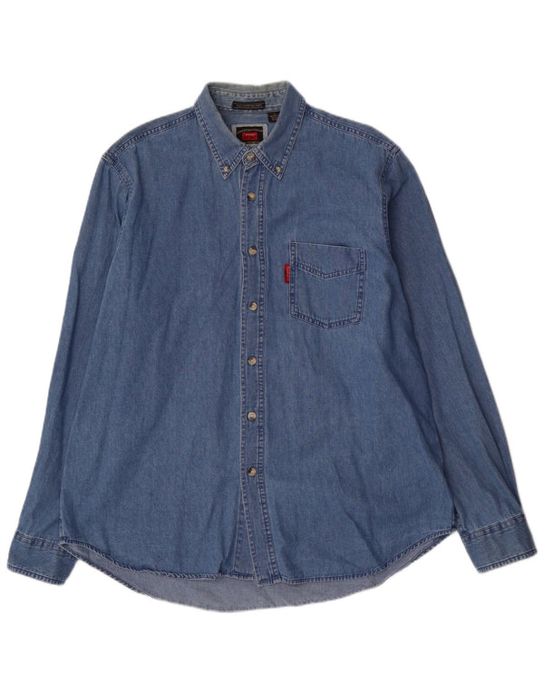 Wrangler Mens Denim Shirt Large Blue Cotton